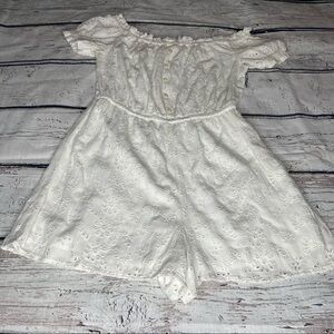 NWT Bershka White Eyelet Romper Size S